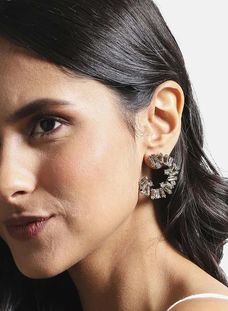 SOHI Crystal Bar Artificial Hoop Earring Jewellery