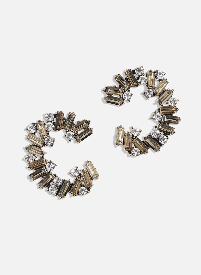 SOHI Crystal Bar Artificial Hoop Earring Jewellery