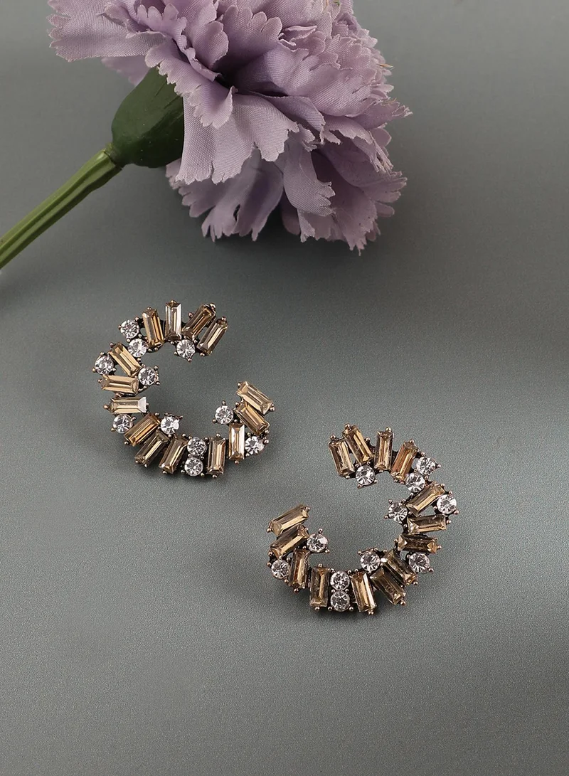 SOHI Crystal Bar Artificial Hoop Earring Jewellery
