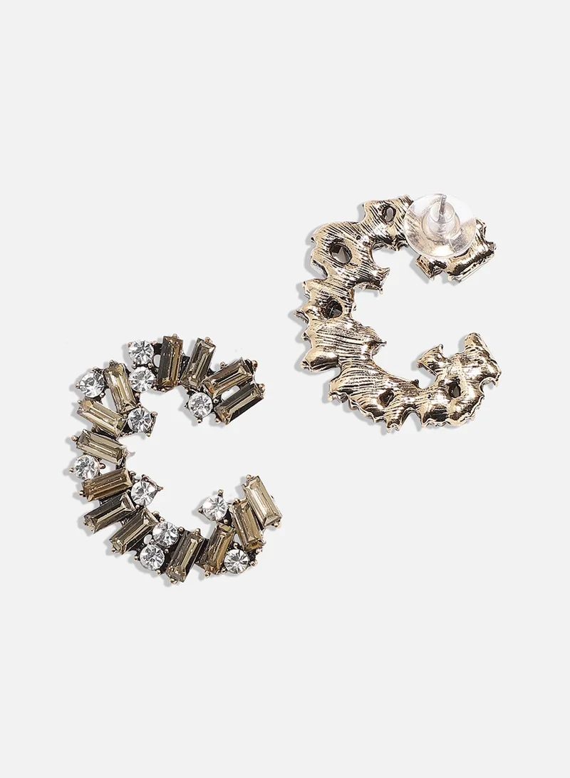 SOHI Crystal Bar Artificial Hoop Earring Jewellery