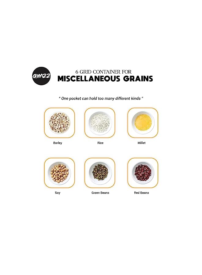 IAF Grain Dispenser kitchen, Grain Storage Container 6 Grids, Bulk Rice Organizer Box,Countertop Rice Holder Kitchen Dispenser Keeper for Grains Beans Corns - Image 4