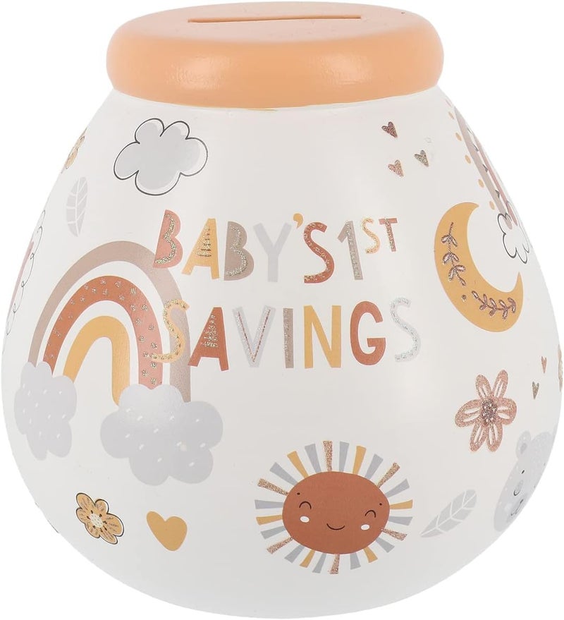 Pot of Dreams Hand Painted Babys First Savings And Smash Handcrafted Ceramic Money Box  Eco Freindly  Recyclable Piggy Bank  Perfect Decorative Gift for Newly Weds Couple  One Size