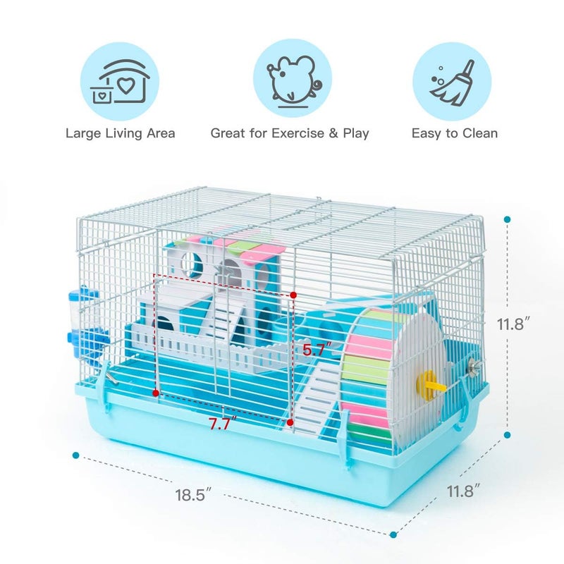 ROBUD Large Hamster Cage Gerbil Haven Habitat Small Animal Cage (Blue) - Image 2