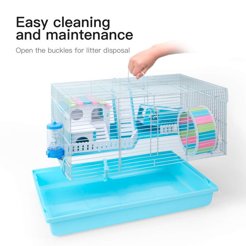 ROBUD Large Hamster Cage Gerbil Haven Habitat Small Animal Cage (Blue) - Image 4