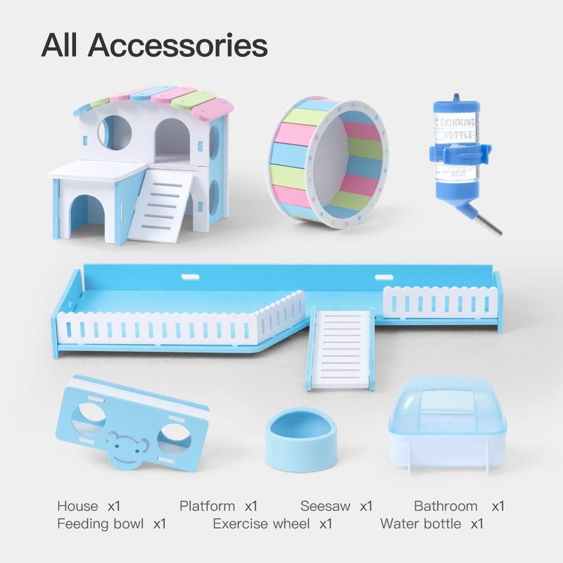 ROBUD Large Hamster Cage Gerbil Haven Habitat Small Animal Cage (Blue) - Image 5