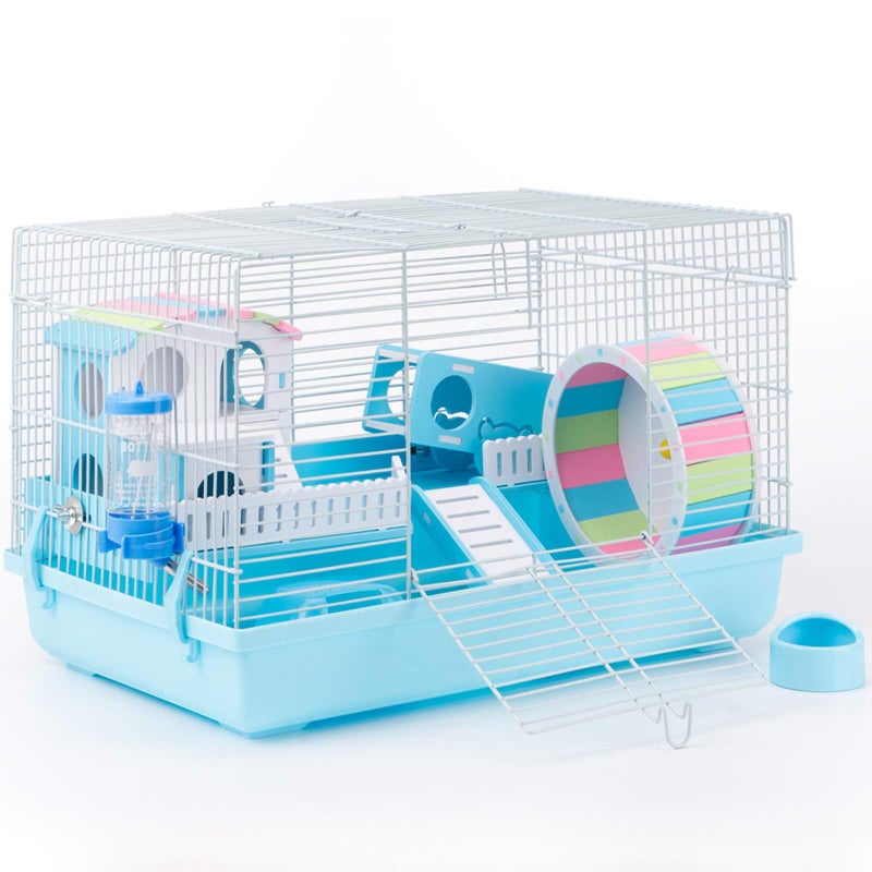 ROBUD Large Hamster Cage Gerbil Haven Habitat Small Animal Cage (Blue) - Image 1