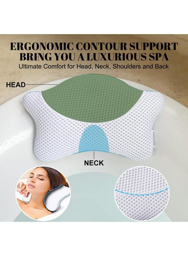 Idle Hippo Non Slip Bath Pillow, Luxury Spa Bathtub Head & Neck Rest Support, Permeable Quick Drying Air Mesh Tub Pillow with 4 Large Suction Cups, Fits Any Tubs, Soft and Relaxing - Image 3