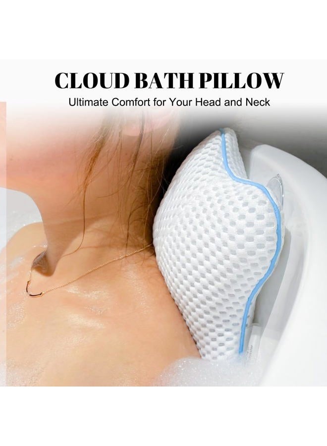 Idle Hippo Non Slip Bath Pillow, Luxury Spa Bathtub Head & Neck Rest Support, Permeable Quick Drying Air Mesh Tub Pillow with 4 Large Suction Cups, Fits Any Tubs, Soft and Relaxing - Image 2