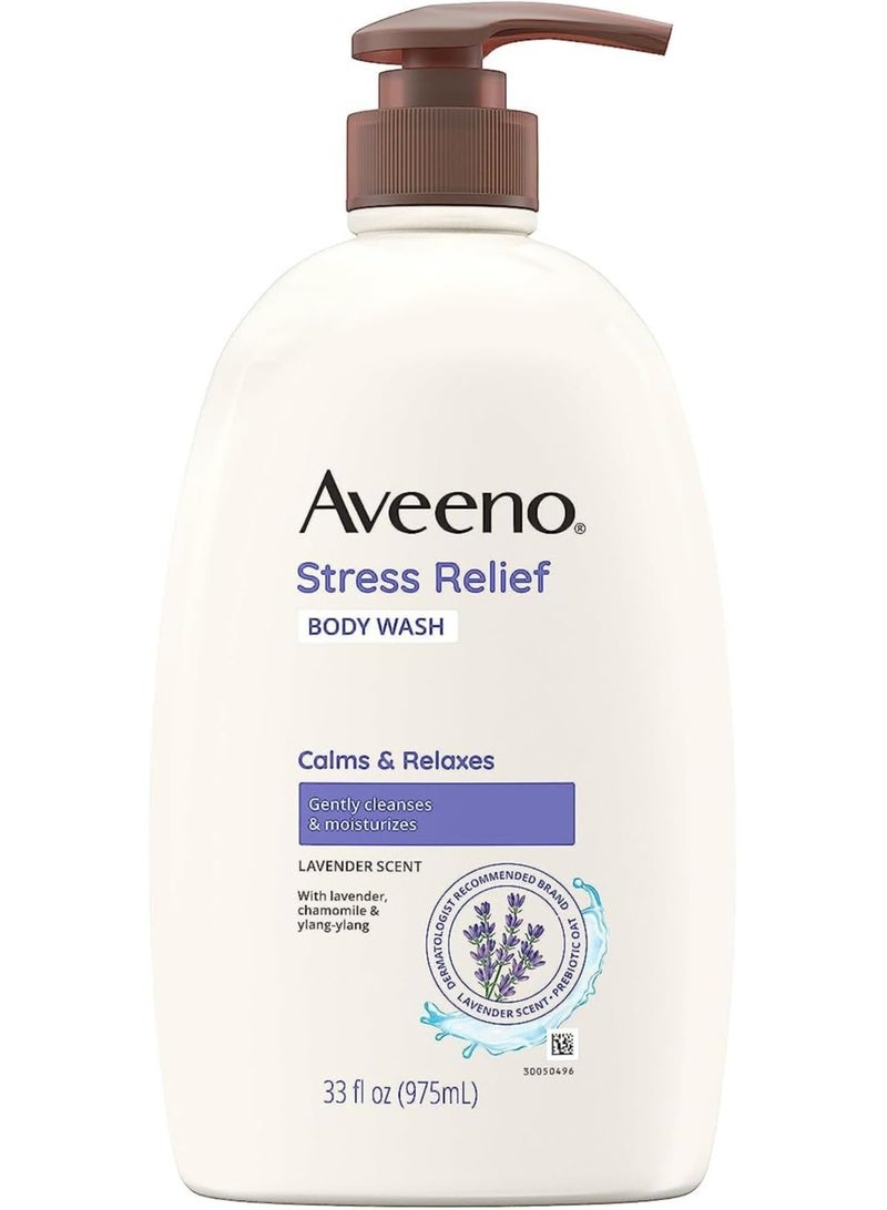 Aveeno Stress Relief Body Wash with Soothing Oat for Sensitive Skin, Lavender Body Wash,Calms and Relaxes, Sulfate-Free, 33 FL OZ - Image 1