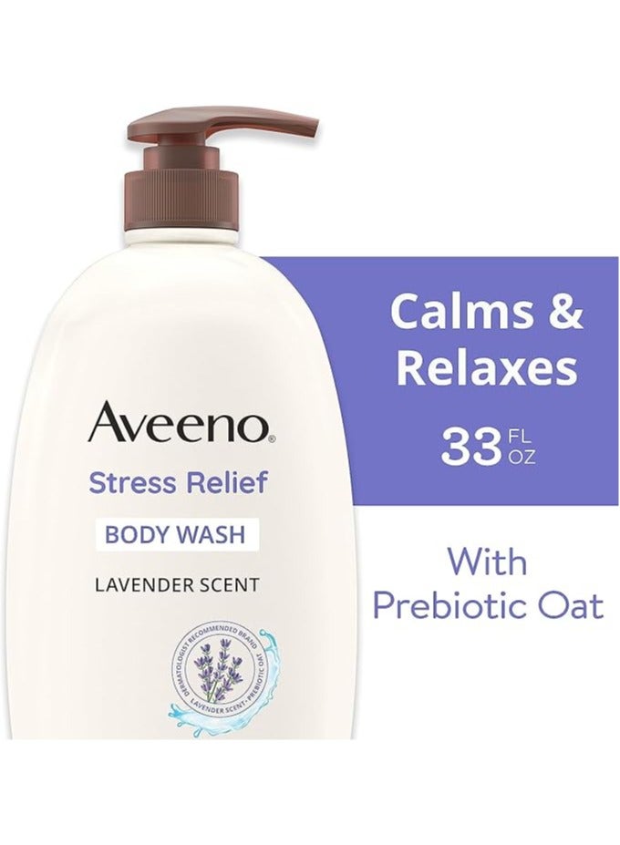 Aveeno Stress Relief Body Wash with Soothing Oat for Sensitive Skin, Lavender Body Wash,Calms and Relaxes, Sulfate-Free, 33 FL OZ - Image 2
