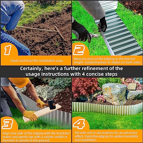 LAVEVE Corrugated Metal Garden Edging 6" x 40Ft, Landscape Edging Border for Lawn, Flower Bed, Garden Fence, Paver Edging (Silver) - Image 3