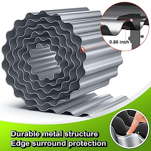 LAVEVE Corrugated Metal Garden Edging 6" x 40Ft, Landscape Edging Border for Lawn, Flower Bed, Garden Fence, Paver Edging (Silver) - Image 2