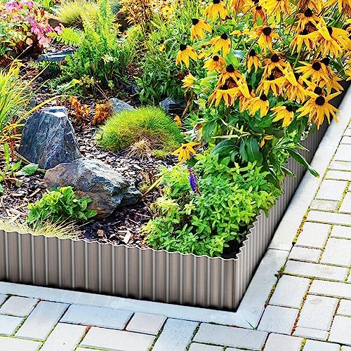 LAVEVE Corrugated Metal Garden Edging 6" x 40Ft, Landscape Edging Border for Lawn, Flower Bed, Garden Fence, Paver Edging (Silver) - Image 4