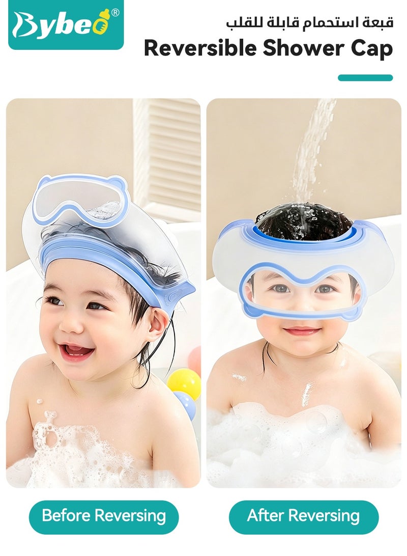 Bybeo 3 PCS Kids Bath Shampoo Set, Baby Shower Cap, Shower Cup with Hair Shampooing Brush for Toddlers, Toddler Hair Washing Shield, Adjustable Bath Hats for Kids, Silicone Visor Guard Shower Cap for Eye and Ear Protection - Image 4