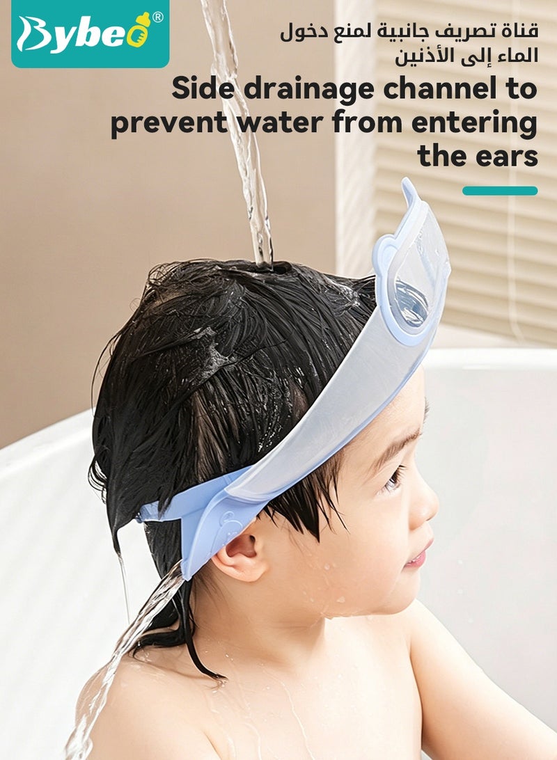 Bybeo 3 PCS Kids Bath Shampoo Set, Baby Shower Cap, Shower Cup with Hair Shampooing Brush for Toddlers, Toddler Hair Washing Shield, Adjustable Bath Hats for Kids, Silicone Visor Guard Shower Cap for Eye and Ear Protection - Image 3