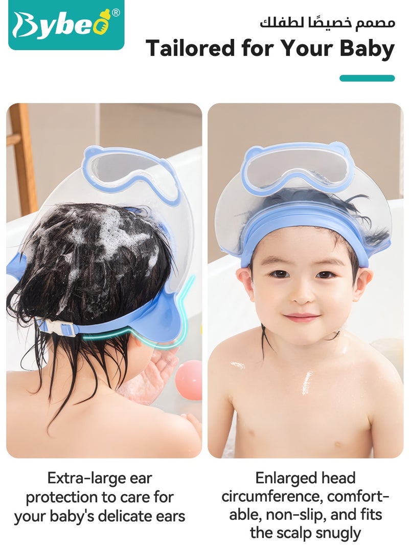 Bybeo 3 PCS Kids Bath Shampoo Set, Baby Shower Cap, Shower Cup with Hair Shampooing Brush for Toddlers, Toddler Hair Washing Shield, Adjustable Bath Hats for Kids, Silicone Visor Guard Shower Cap for Eye and Ear Protection - Image 5