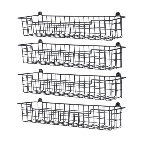 GUUKAR Spice Rack Organizer Wall Mount, Spice Organization Storage Shelf for Cabinet Door, 4 Packs Wall Spice Rack Saving Space for Kitchen, Black - Image 1