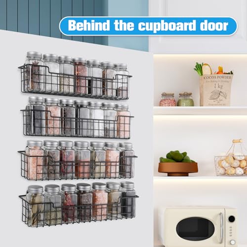 GUUKAR Spice Rack Organizer Wall Mount, Spice Organization Storage Shelf for Cabinet Door, 4 Packs Wall Spice Rack Saving Space for Kitchen, Black - Image 5