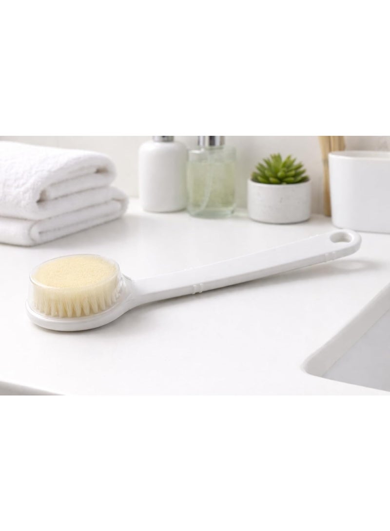 Long-handled, double-sided body scrub brush with soft bristles and massage nodules for deep skin cleansing; back scrubber; non-slip handle; random colors; 30cm body care brush - Image 2