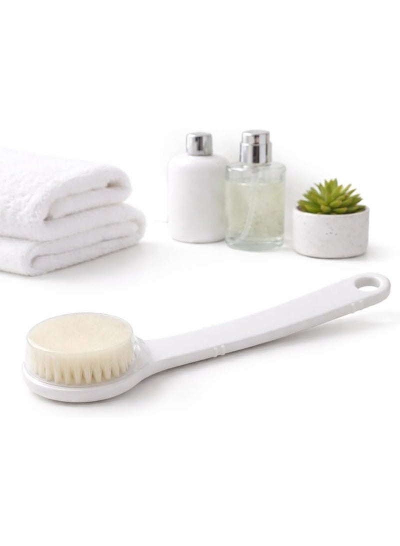 Long-handled, double-sided body scrub brush with soft bristles and massage nodules for deep skin cleansing; back scrubber; non-slip handle; random colors; 30cm body care brush - Image 1