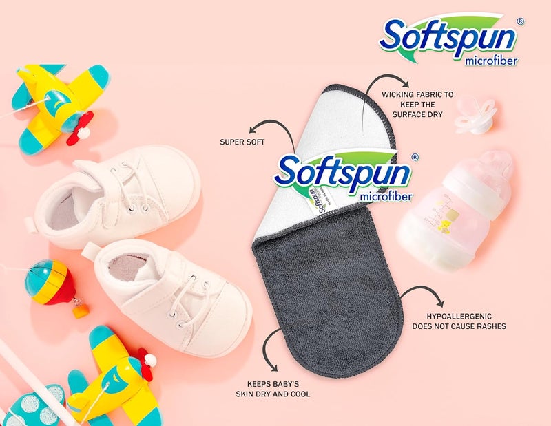 SOFTSPUN Microfiber 4 Layer Baby Pocket Diaper Inserts Pack of 4 Large Size Grey! Age 0-24 Months Washable Reusable Ultra Absorbent Super Soft & Comfortable for Babies Skin of Newborn Baby. - Image 4
