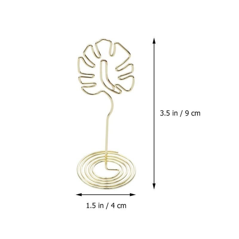 Monstera Wire Memo Holder 5pcs Set Gold Photo Clip Stand Desktop Organizer - Image 3