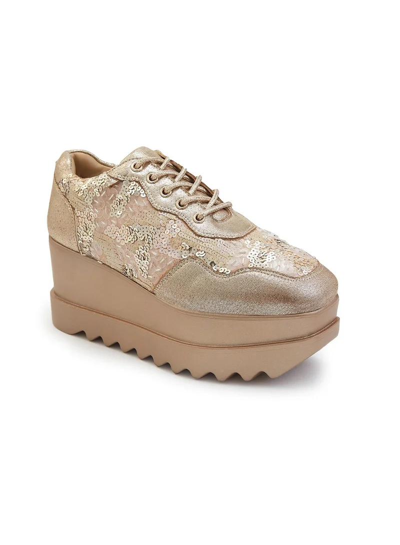 Anaar Anaar Cinnamon Sugar Wedge Sneakers, Womens Festive, Special Occasion and Partywear Premium Shoes
