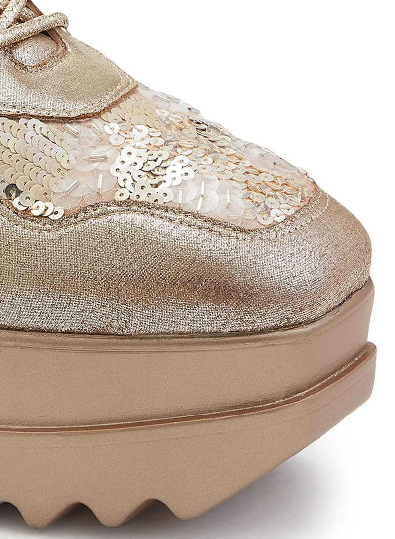 Anaar Anaar Cinnamon Sugar Wedge Sneakers, Womens Festive, Special Occasion and Partywear Premium Shoes