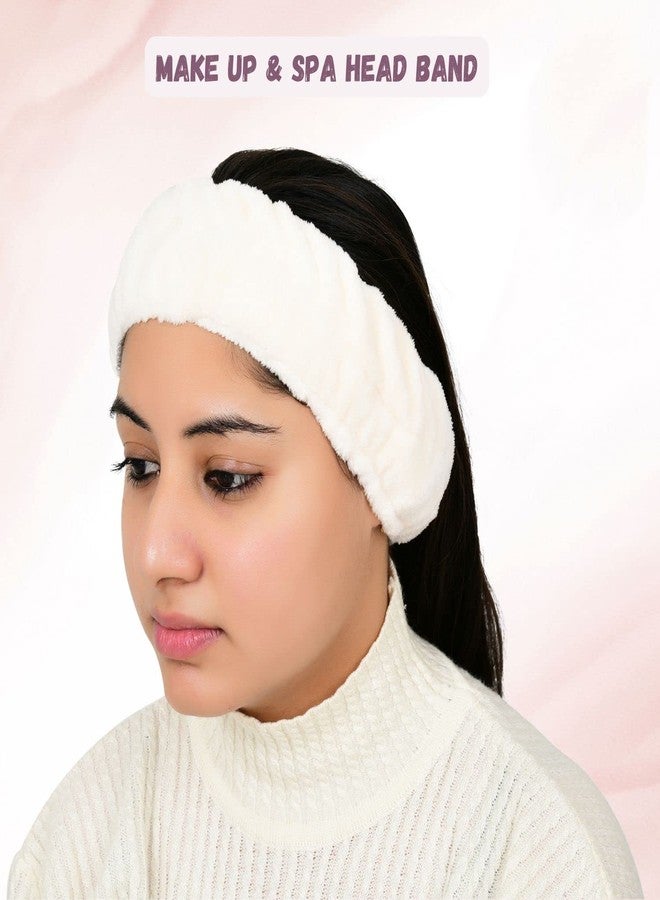 Matkooz طوق رأس ناعم من الفرو الصناعي من ماتكوز، مناسب للفتيات والسيدات، أطواق مكياج - أطواق رأس للسبا - عبوة من قطعة واحدة، أبيض - Image 5