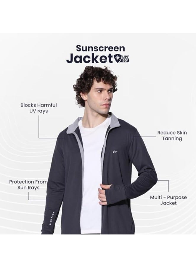 BLUE TYGA Men's Long Sleeve Nylon Sunscreen Jacket – Lightweight Sports, Travel, Gym, Running, Trekking Jacket with Zipper Closure – Casual Summer & Winter Wear  - Image 2