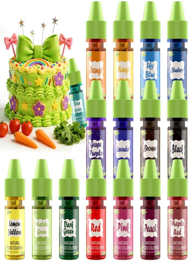 ERCorArt Natural Food Coloring Gel - 16 Colors Plant Based Dye Free Food Coloring, Liquid Natural Food Dye for Baking, Cookies, Easter Egg, Icing, Dessert Decorating, Fondant, Slime-0.25fl oz - Image 1