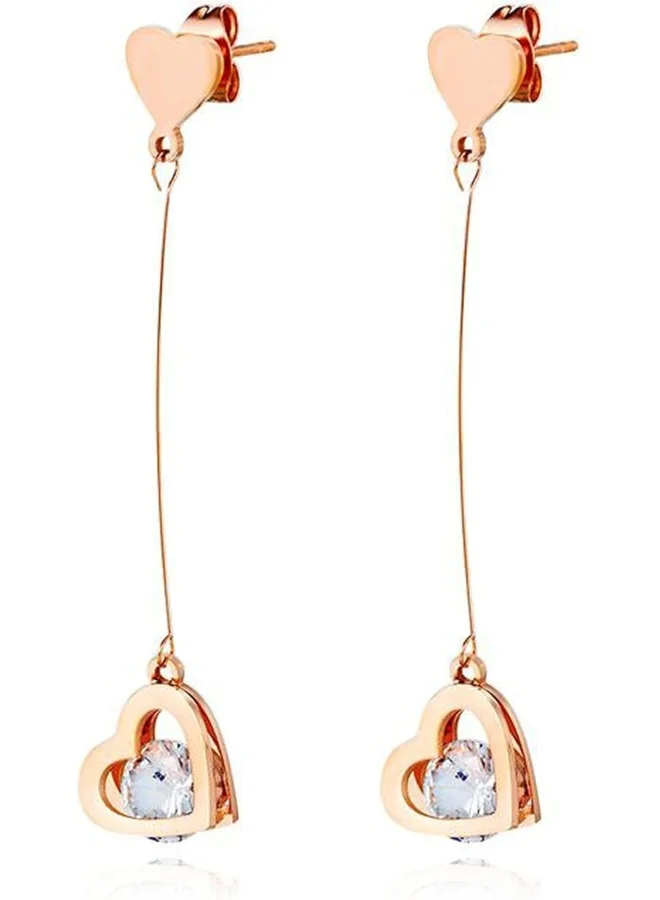 Lee Cooper Women's Stainless Steel Rose Gold Plating Earrings - LC.E.01057.420, 53 * 11mm, No Gemstone