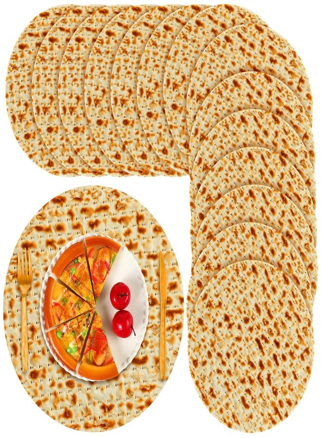 Moinchore 200 Pcs Passover Matzoh Paper Place Mats 13 Inch Disposable Round Matzo Table Mats Passover Table Decoration Rustic Matzoh Placemats for Seder Judaism Dinner Decoration Jewish Holiday Party - Image 1