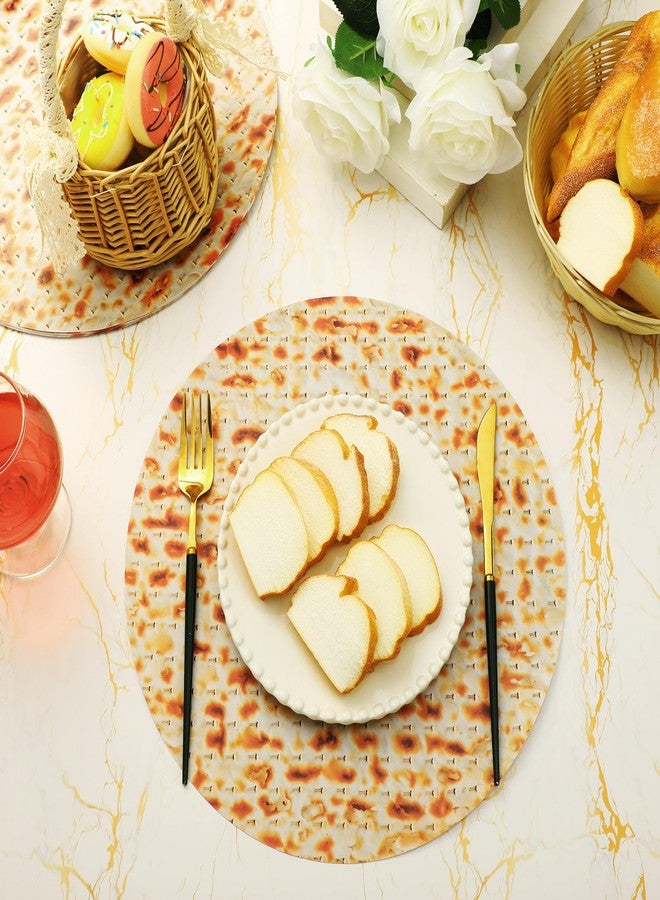 Moinchore 200 Pcs Passover Matzoh Paper Place Mats 13 Inch Disposable Round Matzo Table Mats Passover Table Decoration Rustic Matzoh Placemats for Seder Judaism Dinner Decoration Jewish Holiday Party - Image 3