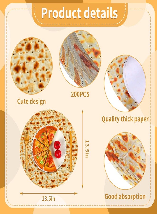 Moinchore 200 Pcs Passover Matzoh Paper Place Mats 13 Inch Disposable Round Matzo Table Mats Passover Table Decoration Rustic Matzoh Placemats for Seder Judaism Dinner Decoration Jewish Holiday Party - Image 2