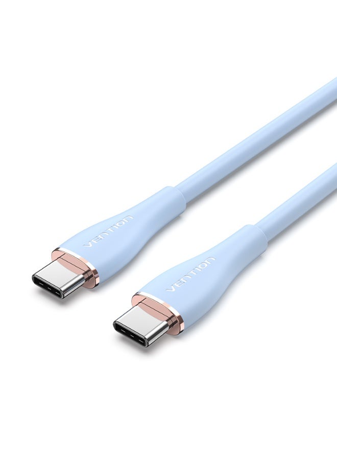 VENTION USB 2.0 C Male to C Male  5A Cable  Light Blue Silicone Type Model # TAWSF - Image 1