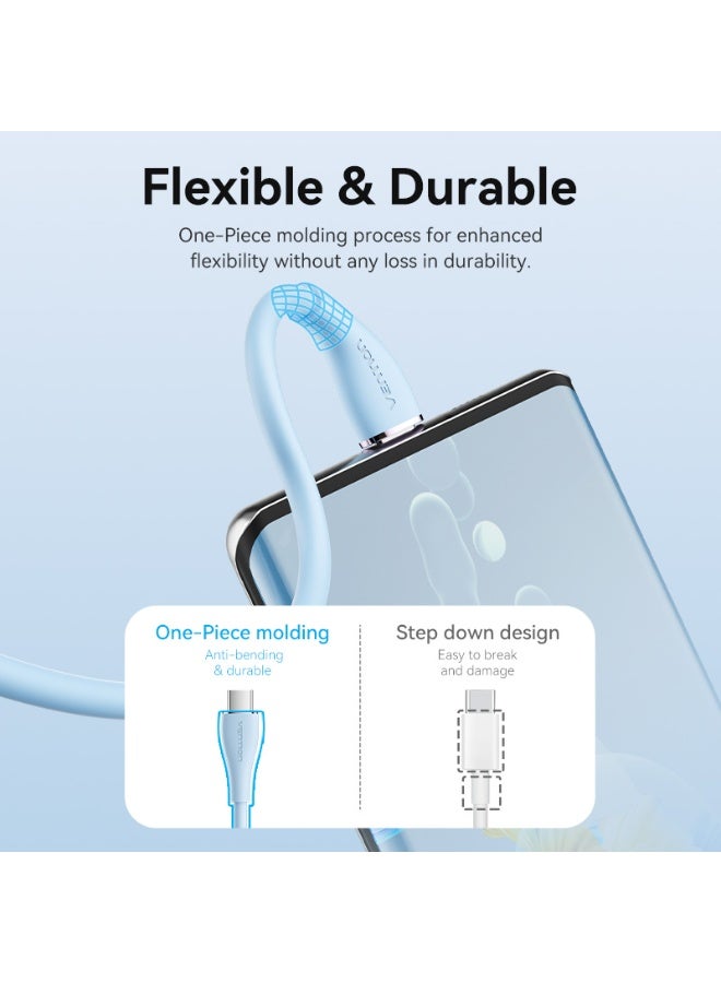 VENTION USB 2.0 C Male to C Male  5A Cable  Light Blue Silicone Type Model # TAWSF - Image 4