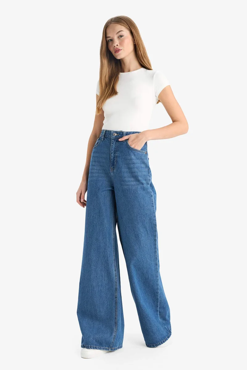 Defacto  Wide Leg High Waist Long Jeans for Women | Best Price UAE