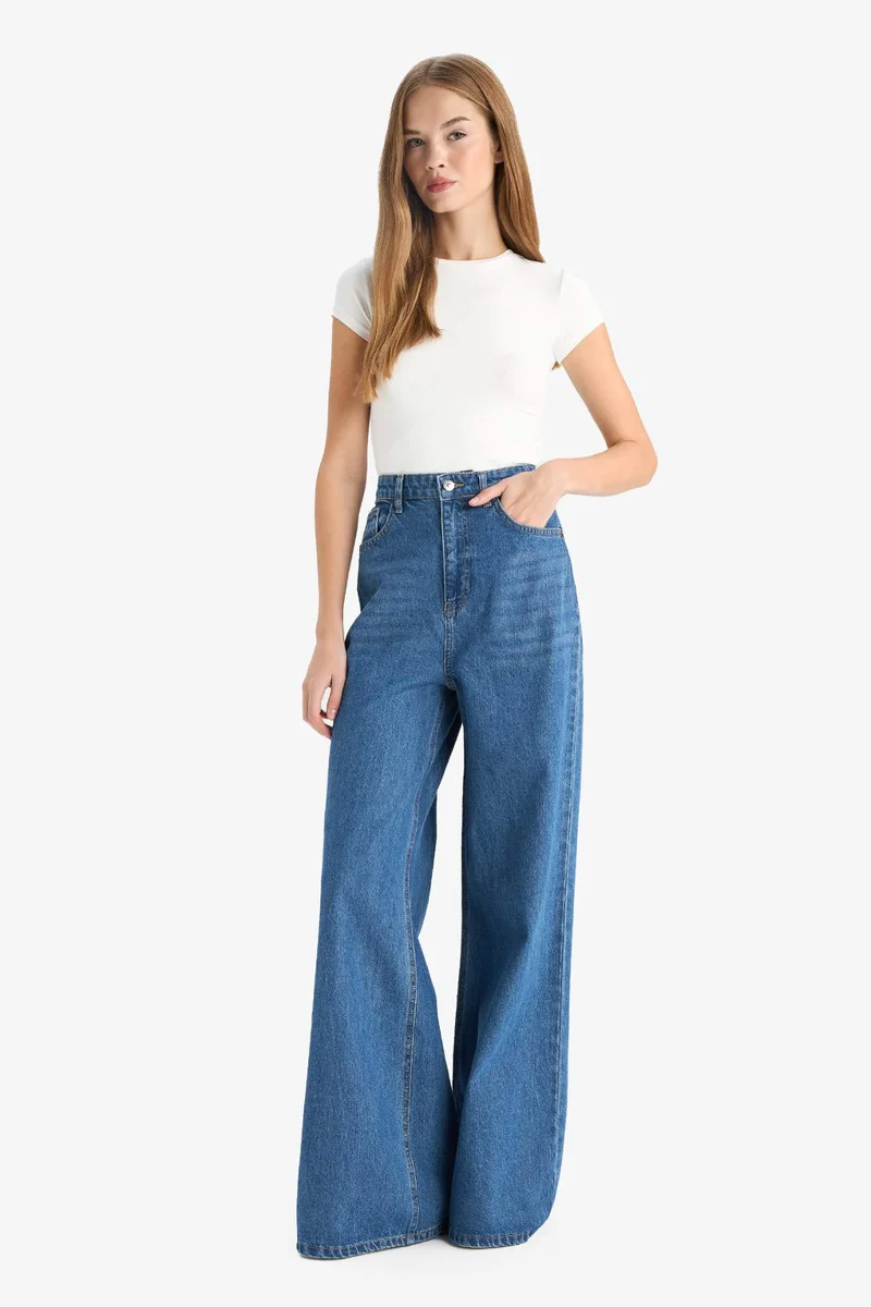 Defacto  Wide Leg High Waist Long Jeans for Women | Best Price UAE