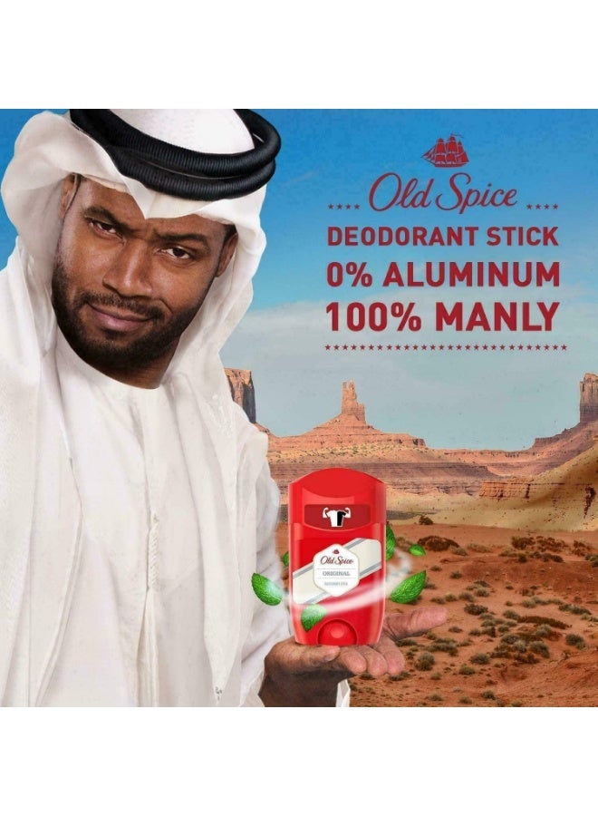 أولد سبايس اولد سبايس ستيك مزيل عرق اصلي للرجال 50 مل 48 ساعة عطر يدوم طويلا بجودة العطور 0% املاح الومنيوم لا يترك بقع على الاسود والابيض مصنوع من 50% بلاستيك معاد تدويره 2 عبوة - Image 4