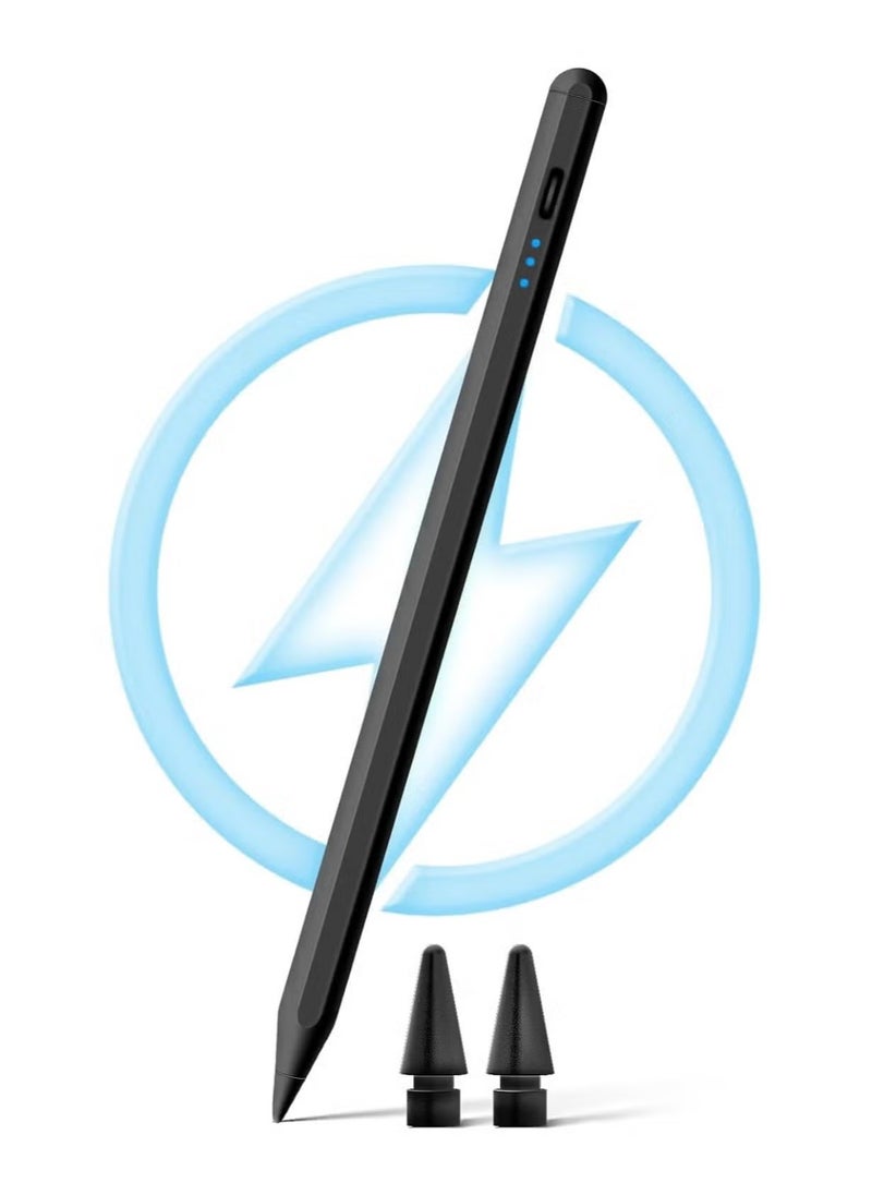 JAJEEK Stylus Pen for iPad 9th & 10th Generation - iPad Pencil 2nd Generation, Fast Charge Active Pencil Compatible with 2018-2024 Apple iPad 6-10th, iPad Pro 11"/12.9"/M4, iPad Air 3/4/5/M2, iPad Mini 5/6 - Black  - Image 1