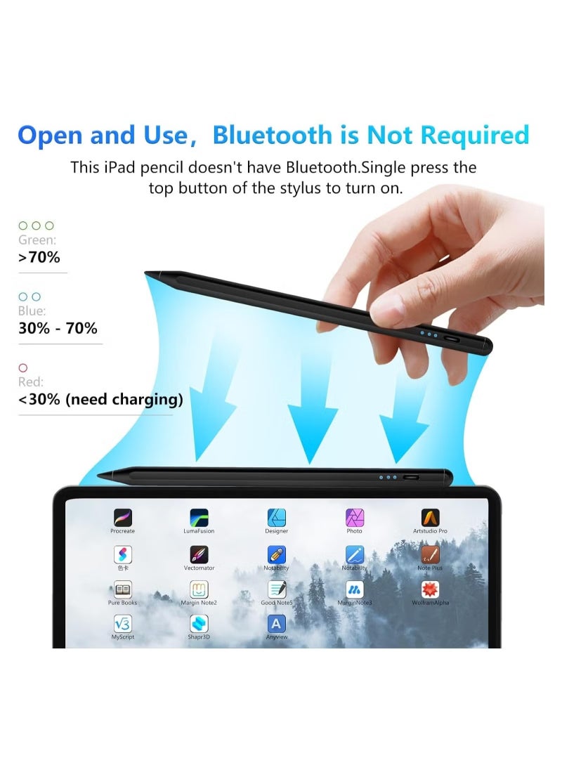 JAJEEK Stylus Pen for iPad 9th & 10th Generation - iPad Pencil 2nd Generation, Fast Charge Active Pencil Compatible with 2018-2024 Apple iPad 6-10th, iPad Pro 11"/12.9"/M4, iPad Air 3/4/5/M2, iPad Mini 5/6 - Black  - Image 4