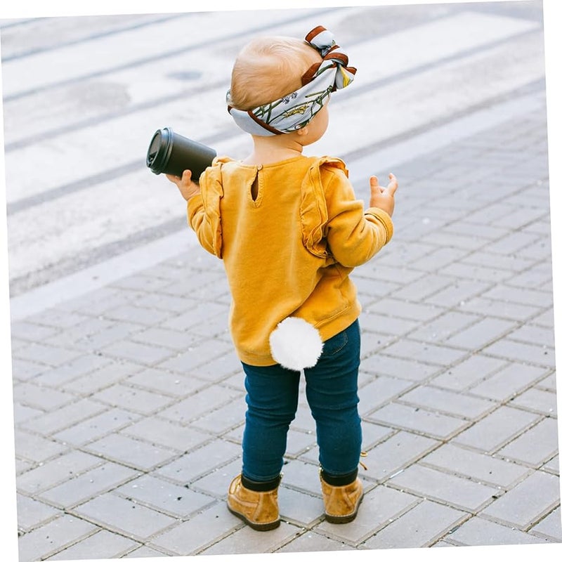 White Rabbit Tail Costume Plush Decor Cosplay Prop Carnival Party Accessory 2 Pack - Image 5