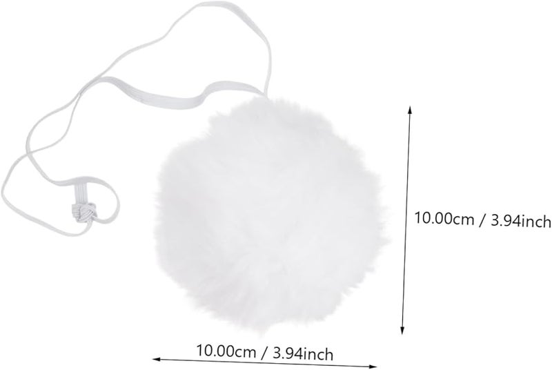 White Rabbit Tail Costume Plush Decor Cosplay Prop Carnival Party Accessory 2 Pack - Image 3