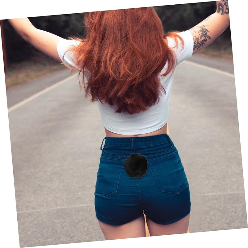 White Rabbit Tail Costume Plush Decor Cosplay Prop Carnival Party Accessory 2 Pack - Image 4