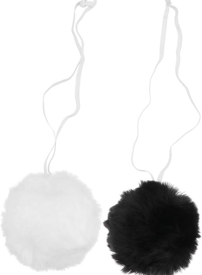 White Rabbit Tail Costume Plush Decor Cosplay Prop Carnival Party Accessory 2 Pack - Image 1