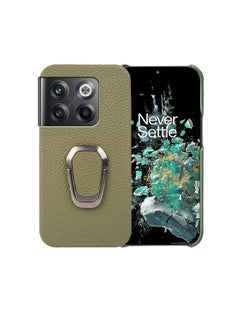 Case Cover For For OnePlus Ace Pro / 11T Ring Holder Litchi Texture Genuine Leather Phone Case(Green)