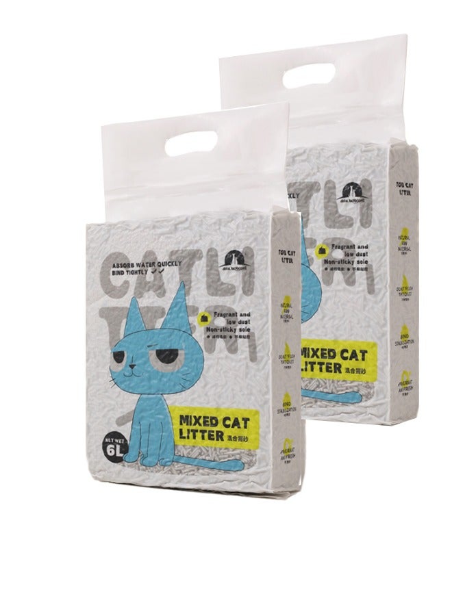 JCB CHIC Tofu Cat Litter Clumping Ultra Absorbent and Fast Drying, 100% Natural Ingredients Litter,Really Dust-Free,Less Scattering (6L×2bag Original) - Image 1