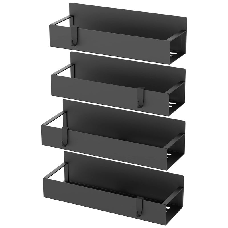 HuggieGems Metal 4 Pack Magnetic Spice Storage Rack Organizer for Refrigerator and Oven, Black Fridge Organizers and Storage - Image 5