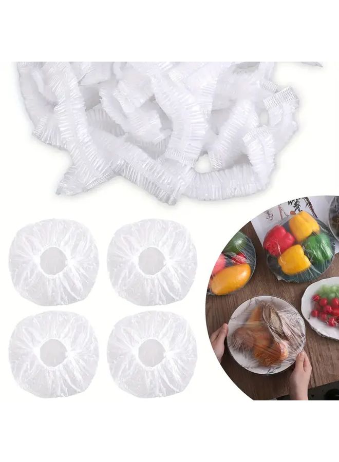 200 Pcs Transparent Food Cover Stretch Bag Elastic Mouth Dustproof Cap For Refrigerator Fruit Freshness Kitchen Restaurant Use Fits 14.96 Inch Plates - Image 1